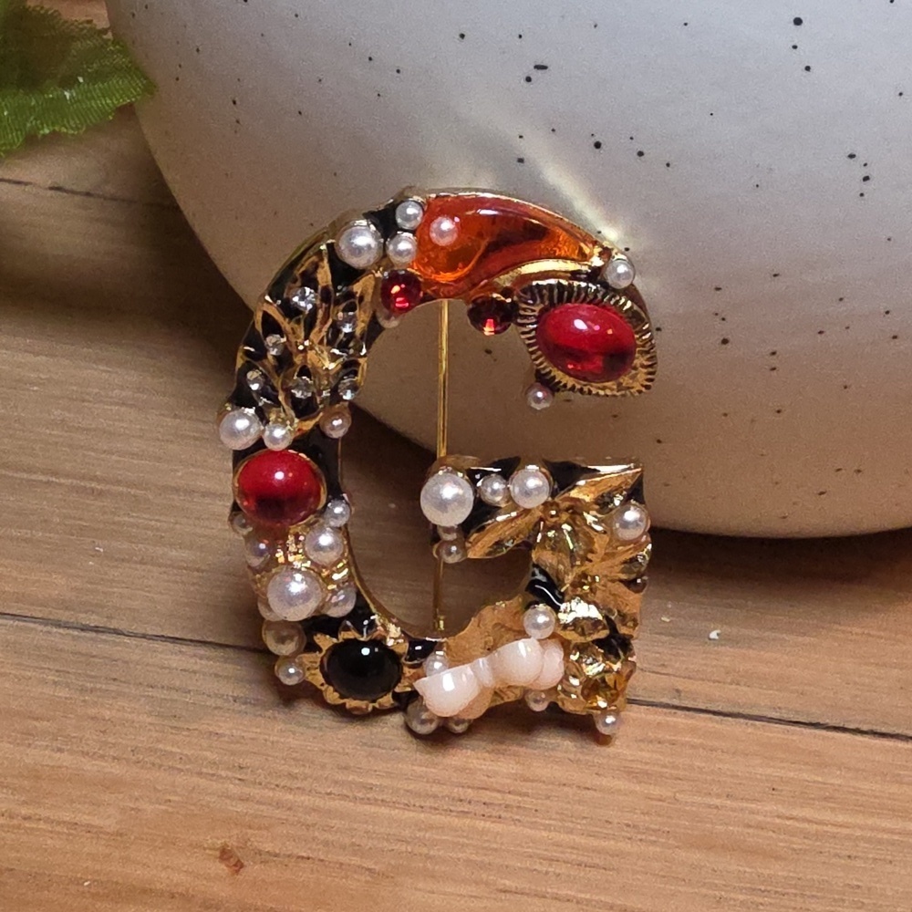 New! Letter G Initial Name letter Jeweled Brooch Personalized Gift  • NWOT